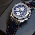 Bespoke Watch Strap in Navy Blue Crocodile