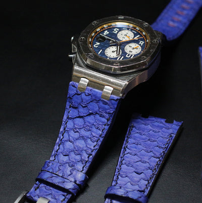 Bespoke Watch Strap in Blue Python