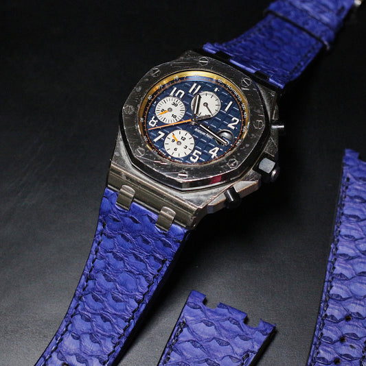 Bespoke Watch Strap in Blue Python