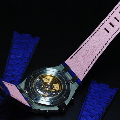 Bespoke Watch Strap in Blue Python