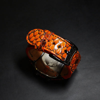 Bespoke Watch Strap in Orange Python