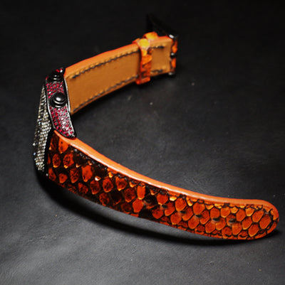 Bespoke Watch Strap in Orange Python