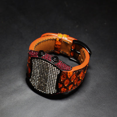 Bespoke Watch Strap in Orange Python