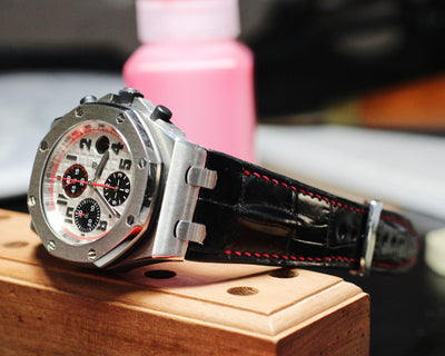 Bespoke Watch Strap in Black Crocodile