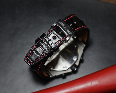 Bespoke Watch Strap in Black Crocodile