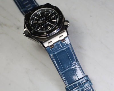 Bespoke Watch Strap in Icy Blue Alligator