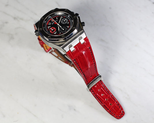 Bespoke Watch Strap in Blood Red Crocodile