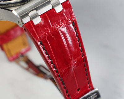 Bespoke Watch Strap in Blood Red Crocodile