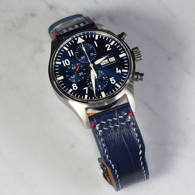 Bespoke Watch Strap in Navy Blue Crocodile