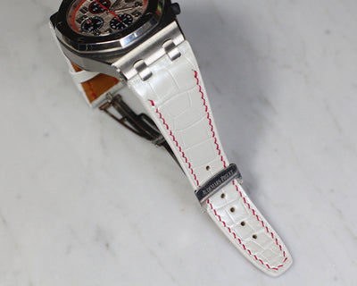 Bespoke Watch Strap in White Crocodile
