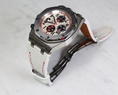 Bespoke Watch Strap in White Crocodile