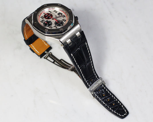 Bespoke Watch Strap in Black Crocodile