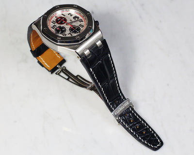 Bespoke Watch Strap in Black Crocodile