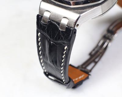 Bespoke Watch Strap in Black Crocodile