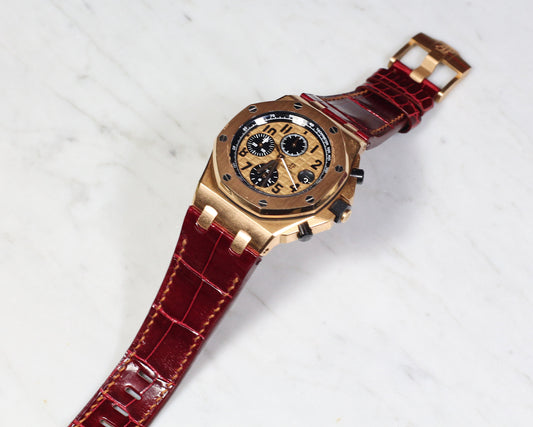 Bespoke Watch Strap in Blood Red Crocodile