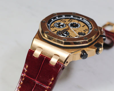 Bespoke Watch Strap in Blood Red Crocodile