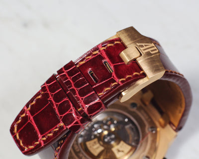 Bespoke Watch Strap in Blood Red Crocodile