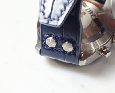 Bespoke Watch Strap in Navy Blue Crocodile