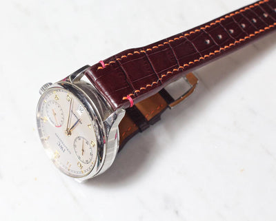 Bespoke Watch Strap in Reddish Brown Crocodile