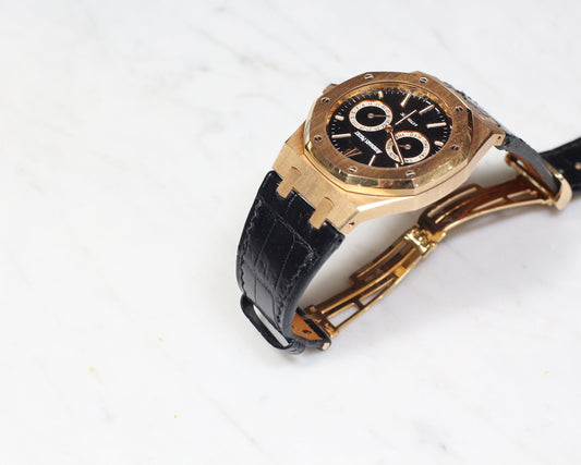 Bespoke Watch Strap in Black Crocodile