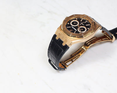 Bespoke Watch Strap in Black Crocodile