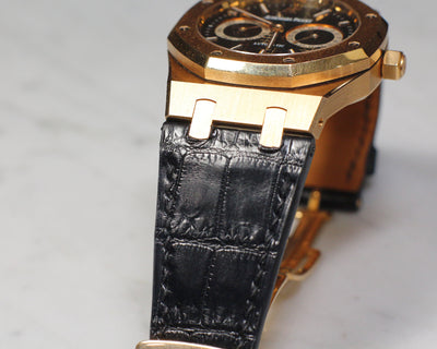 Bespoke Watch Strap in Black Crocodile