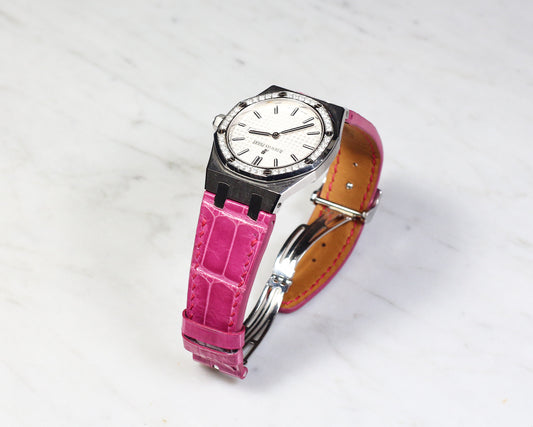 Bespoke Watch Strap in Fuchsia Pink Crocodile