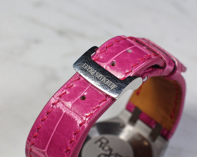 Bespoke Watch Strap in Fuchsia Pink Crocodile