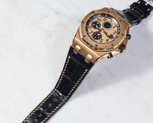 Bespoke Watch Strap in Black Crocodile