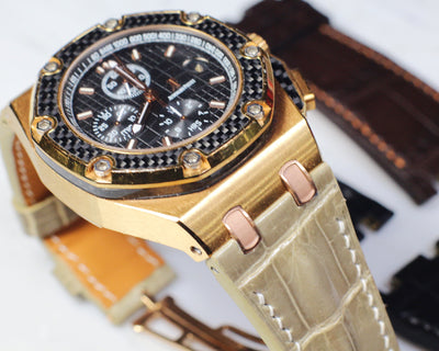 Bespoke Watch Strap in Olive Grey Crocodile