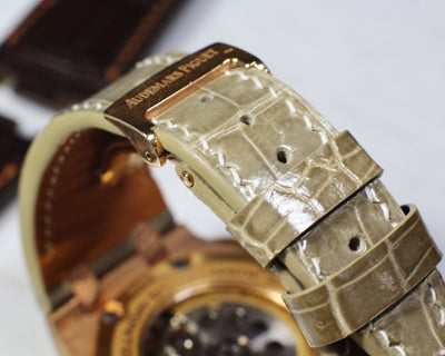 Bespoke Watch Strap in Olive Grey Crocodile