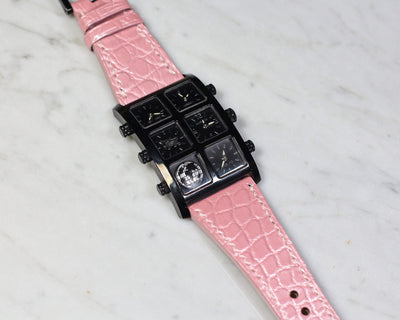 Bespoke Watch Strap in Baby Pink Circular Grains Alligator