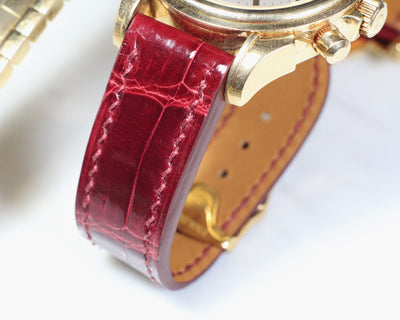 Bespoke Watch Strap in Blood Red Crocodile