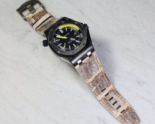 Bespoke Watch Strap in Natural Himalayan Crocodile