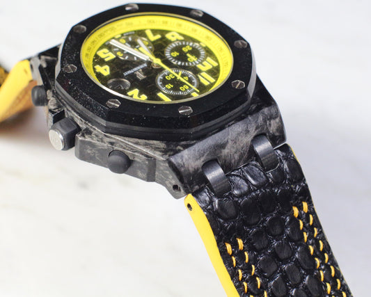 Bespoke Watch Strap in Black Circular Grains Alligator