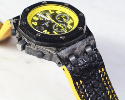 Bespoke Watch Strap in Black Circular Grains Alligator