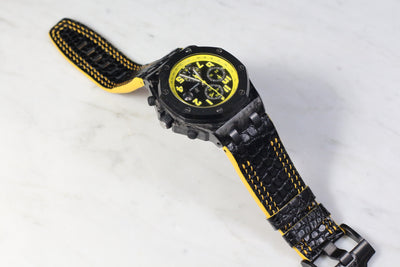 Bespoke Watch Strap in Black Circular Grains Alligator