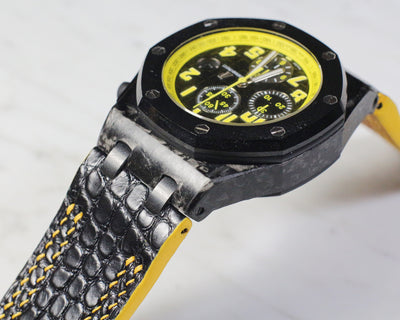 Bespoke Watch Strap in Black Circular Grains Alligator