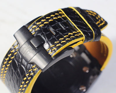 Bespoke Watch Strap in Black Circular Grains Alligator