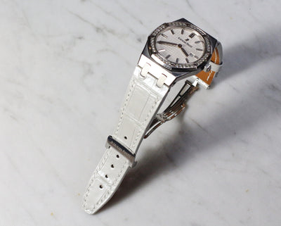 Bespoke Watch Strap in White Crocodile