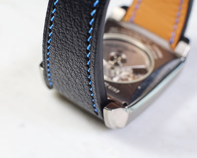 Bespoke Watch Strap in Black Chevre