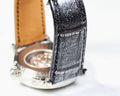 Bespoke Watch Strap in Black Silver Crocodile