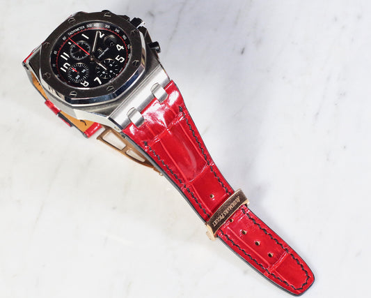 Bespoke Watch Strap in Blood Red Crocodile