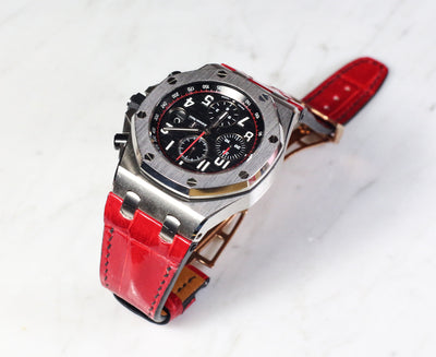 Bespoke Watch Strap in Blood Red Crocodile