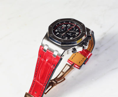 Bespoke Watch Strap in Blood Red Crocodile