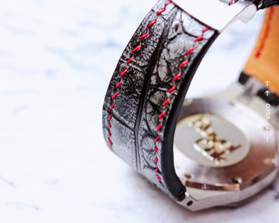 Bespoke Watch Strap in Metallic Black Crocodile