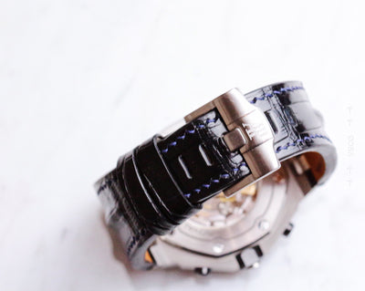 Bespoke Watch Strap in Black Crocodile