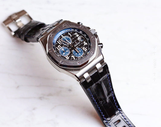 Bespoke Watch Strap in Black Crocodile