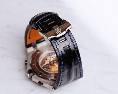 Bespoke Watch Strap in Black Crocodile