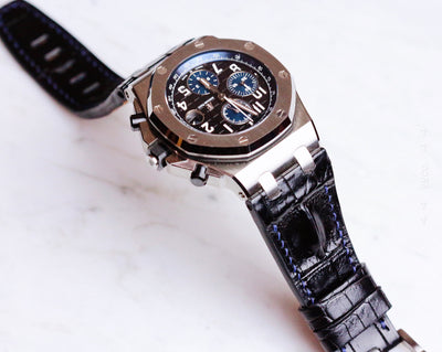 Bespoke Watch Strap in Black Crocodile